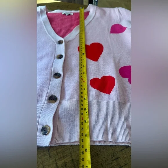 💕 Pink Heart Patterned Women's Button-Up Sweater - size XL - Picture 5 of 16
